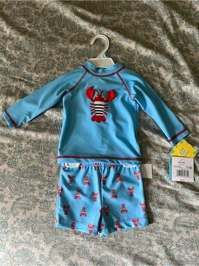 Baby Blue Lobster Swim Top & Shorts